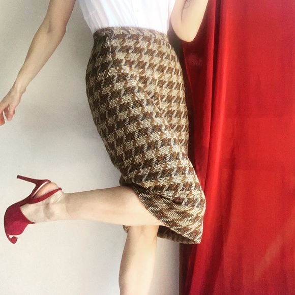 Vintage houndstooth wool skirt (s) handmade - Picture 3 of 5